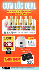 (AGP ONLY) (CON LOC DEAL 7-2024) 36pcs AZURA Base, Top, Matte FREE 1pc AZURA LED Lamp-Nails Deal & Beauty Supply- Nail Supply American Gel Polish - Phuong Ni